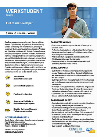 Vorschaubild Stellenanzeige Werkstudent Full Stack Developer